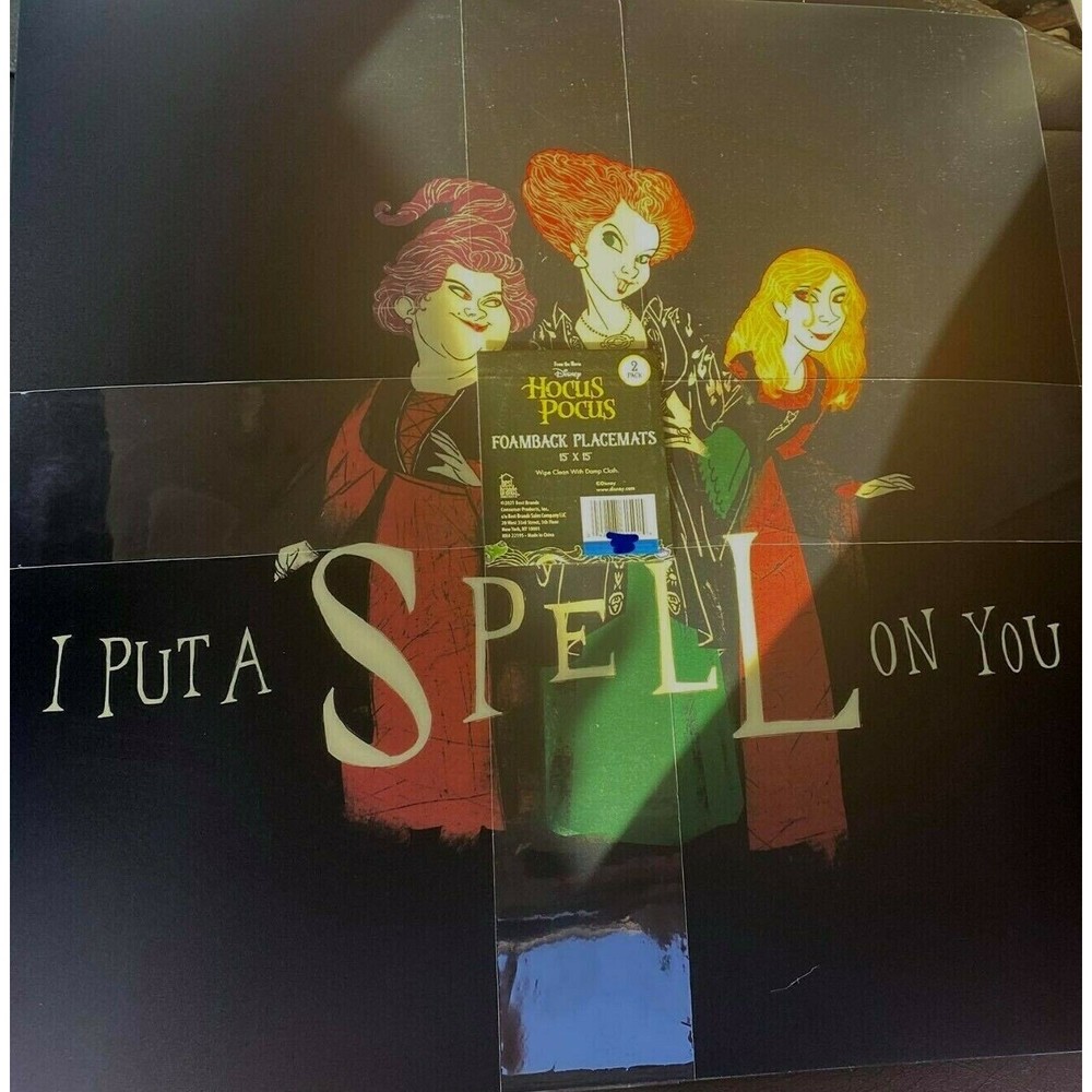 DISNEY HOCUS POCUS Witches Halloween Spell On You FOAMBACK PLACEMATS NEW 2 pcs